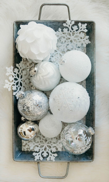 3 in White Glitter Bauble