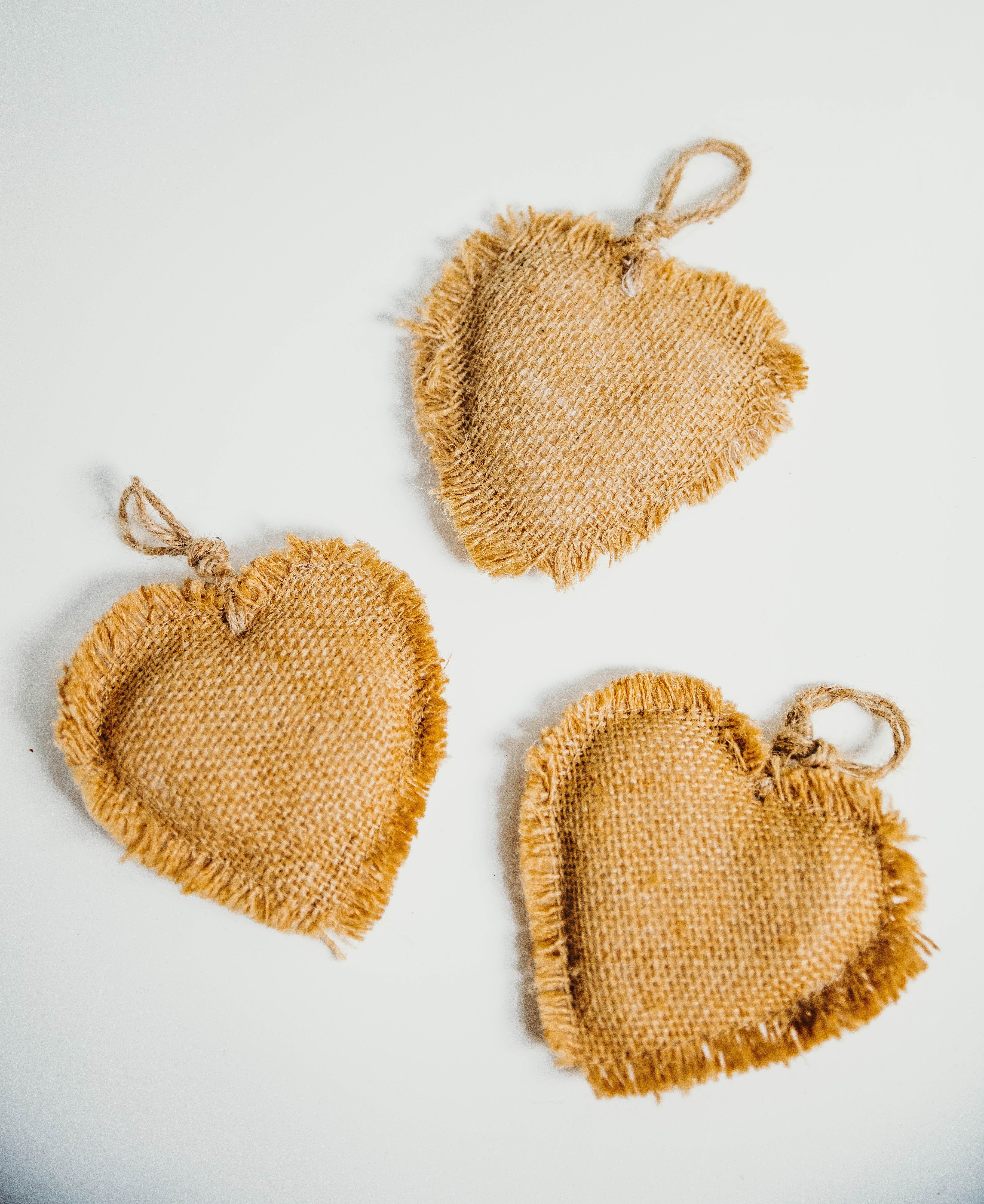 3.5 in Burlap Heart Ornament