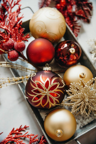 4 in Hand Painted Red Bauble