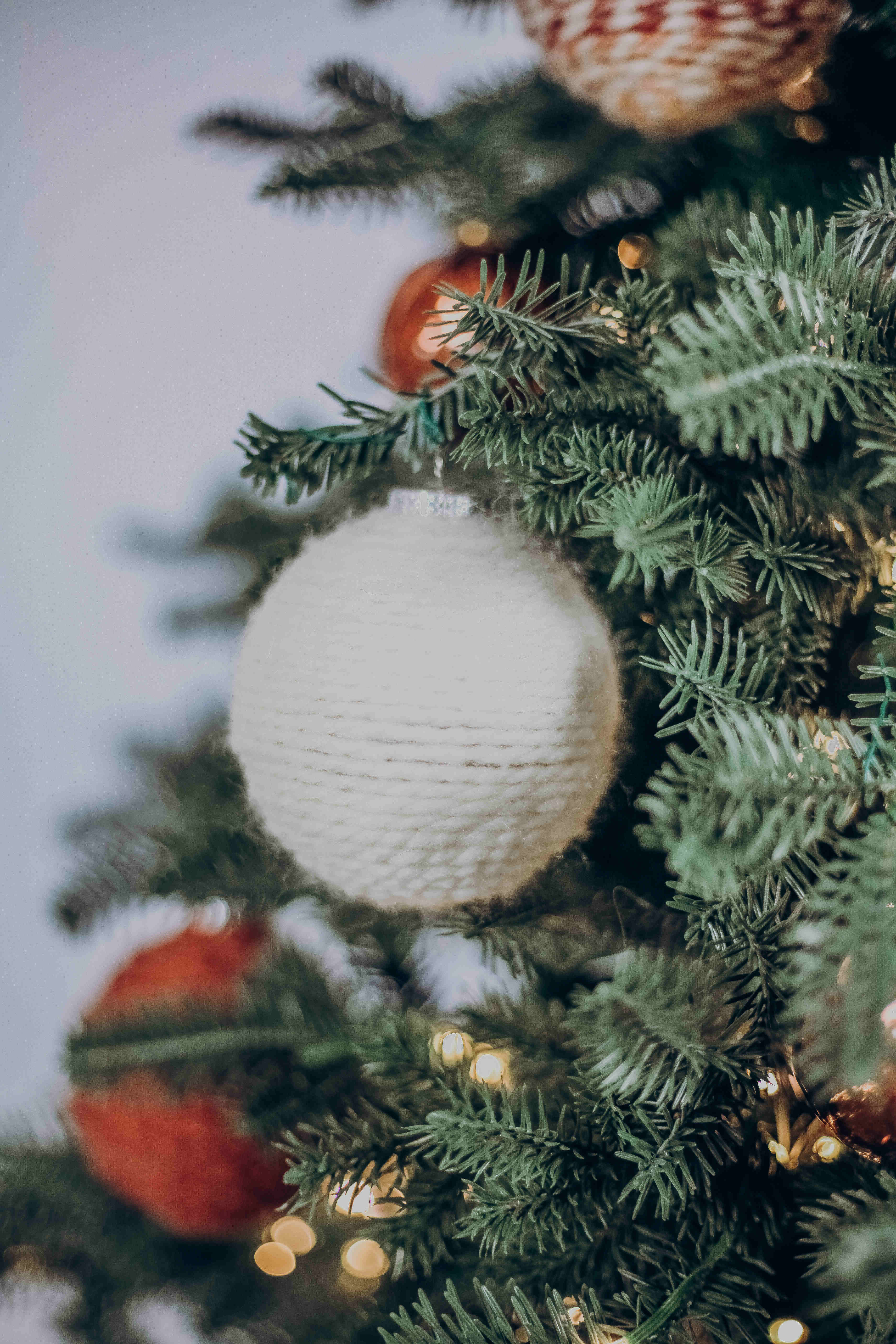 3 in White Yarn Ornaments