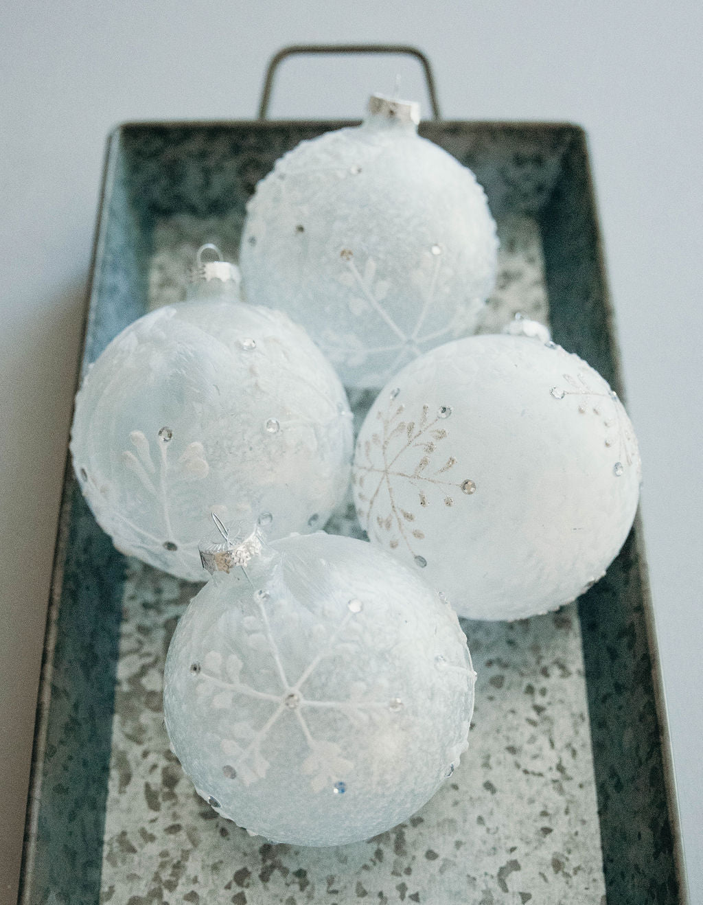 4 in Hand Painted Frosty Bauble