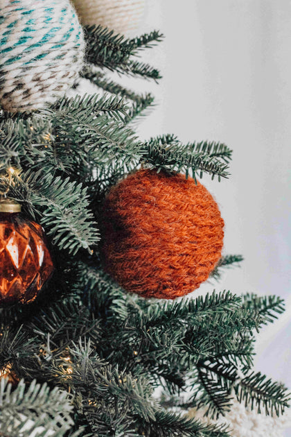 3 in Orange Yarn Ornaments