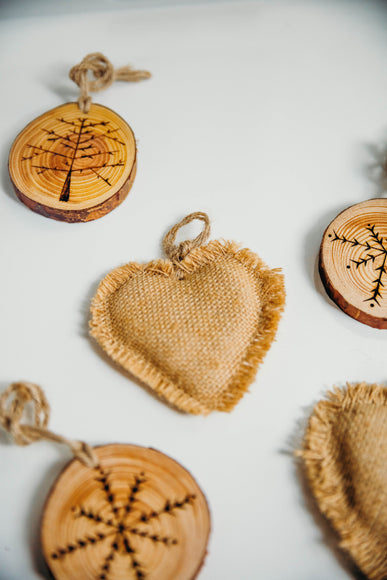 3.5 in Burlap Heart Ornament