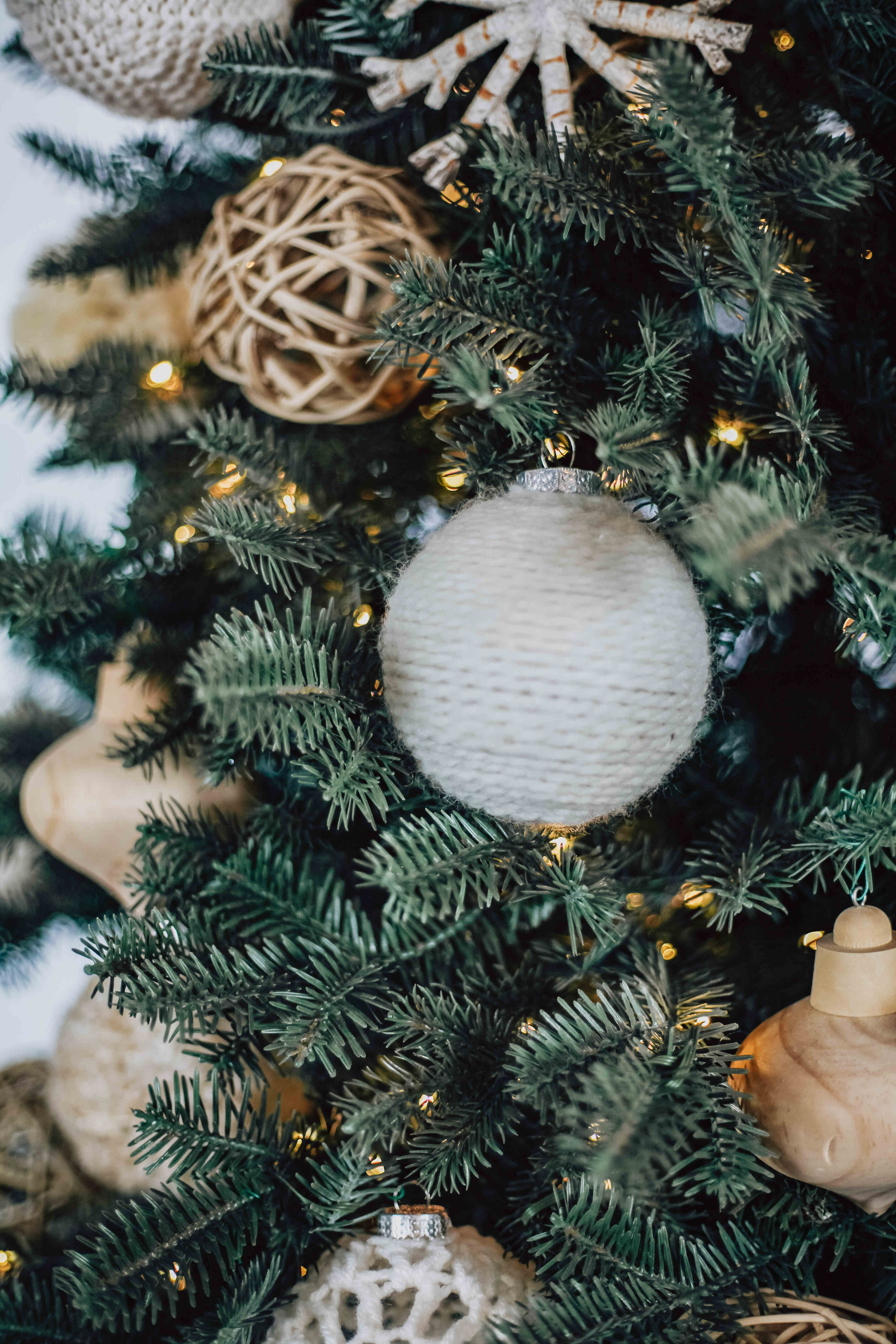 3 in White Yarn Ornaments