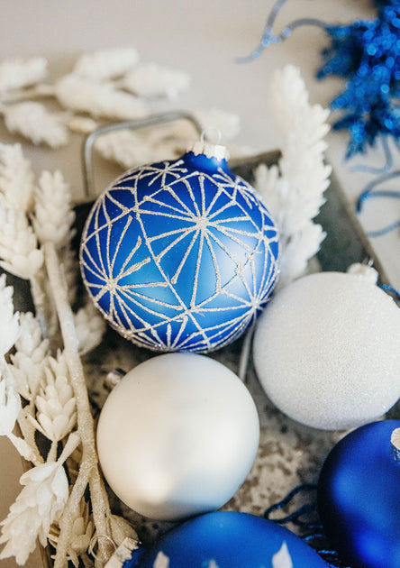 4 in Cobalt Blue Bauble / Silver Frost