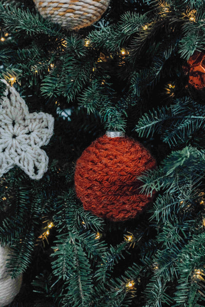 3 in Orange Yarn Ornaments