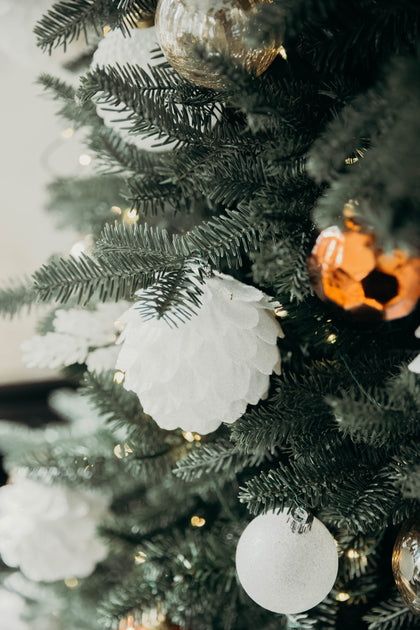 4 in White Sparkly Pine Ornament