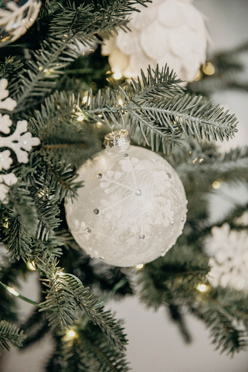 4 in Hand Painted Frosty Bauble