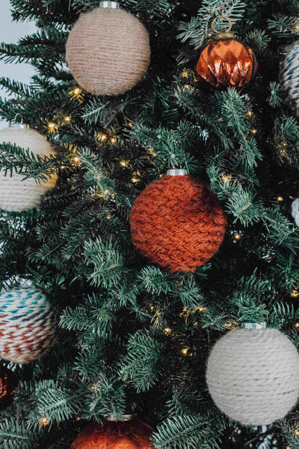 3 in Orange Yarn Ornaments