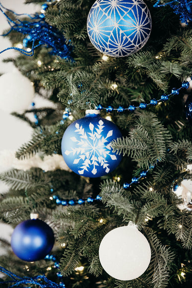 4 in Cobalt Blue Bauble / White Snowflake