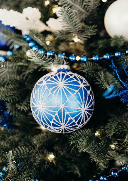 4 in Cobalt Blue Bauble / Silver Frost