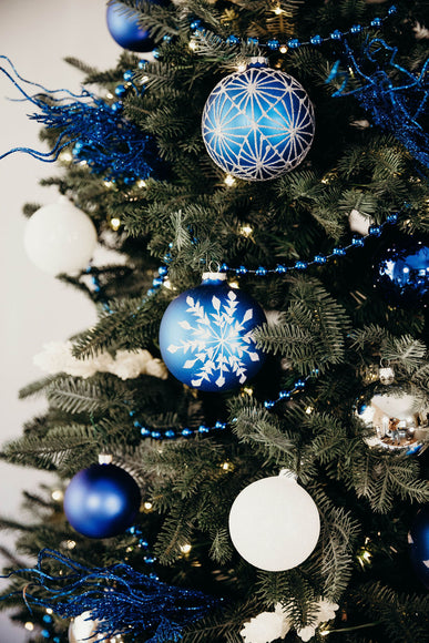 4 in Cobalt Blue Bauble / White Snowflake