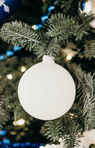 3 in White Glitter Bauble