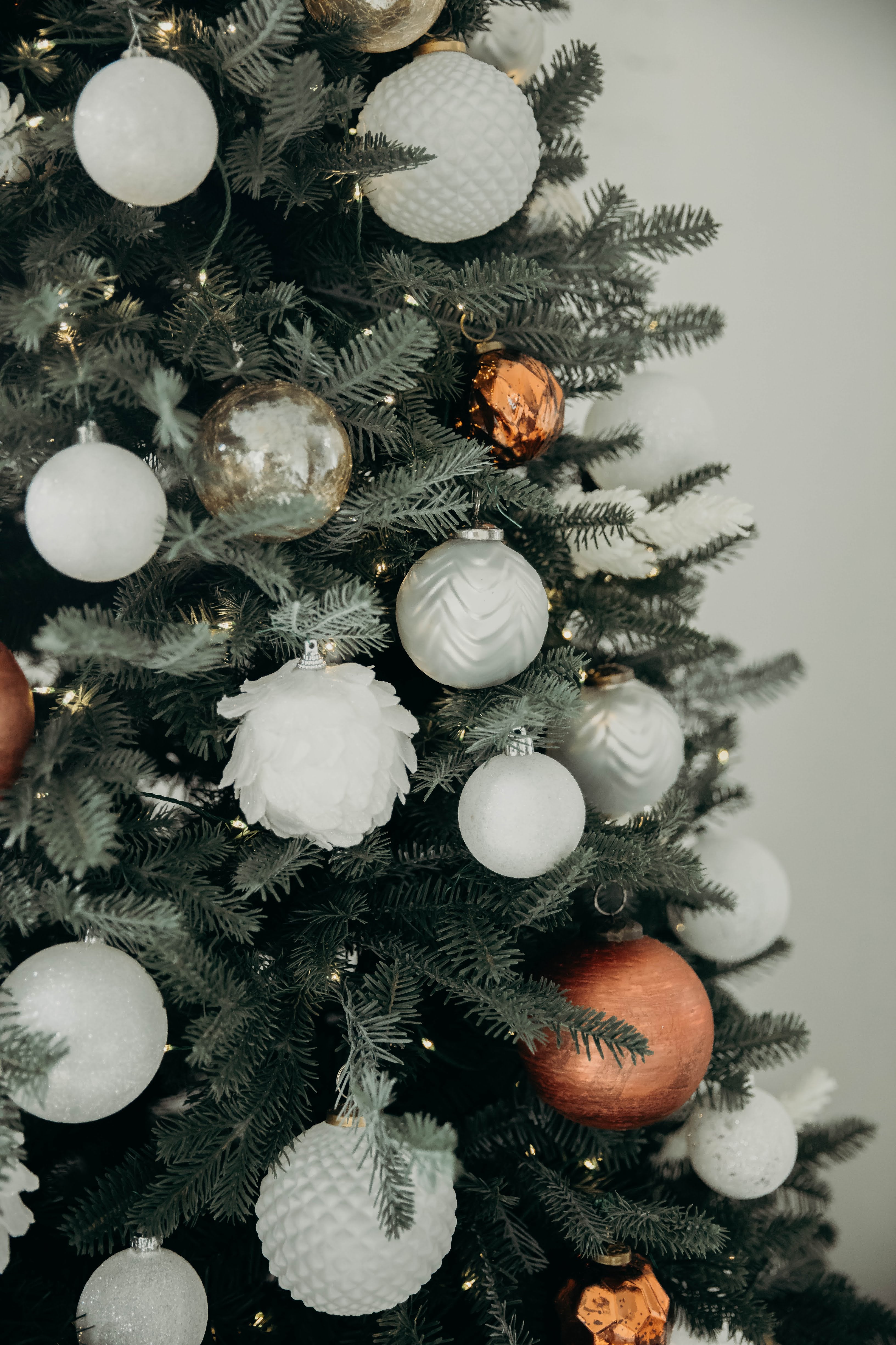 4 in White Sparkly Pine Ornament