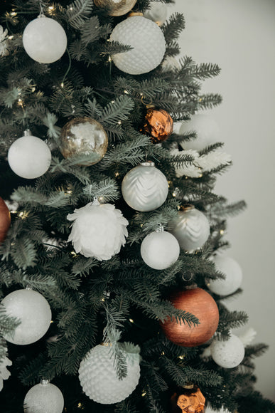 4 in White Sparkly Pine Ornament