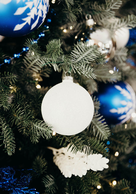 3 in White Glitter Bauble