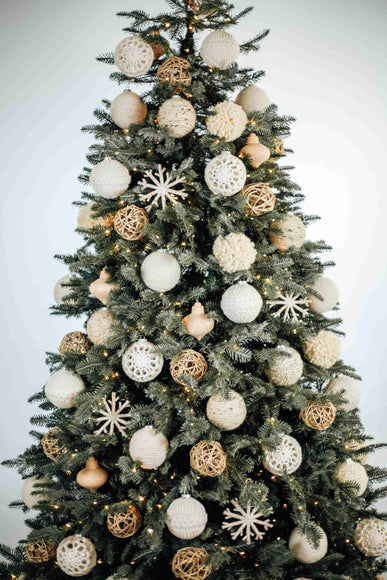 3 in White Yarn Ornaments