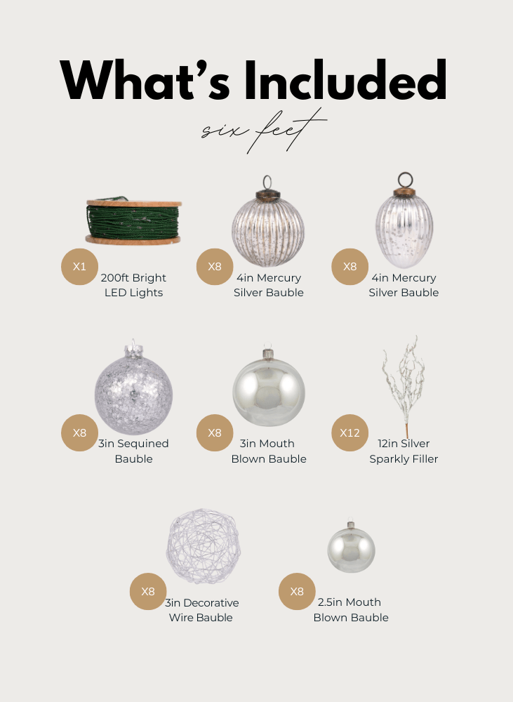 Midnight Silver Tree Decor Set - Decorent