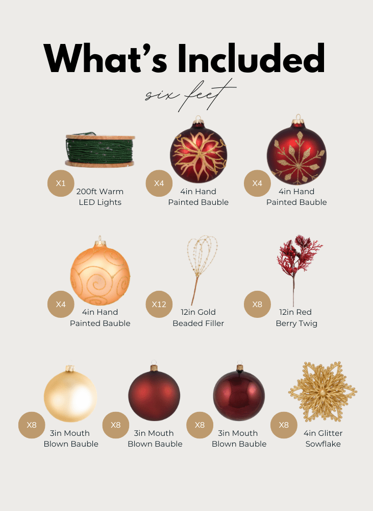 Traditional Red Tree Decor Set - Decorent