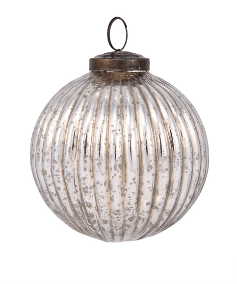 4 in Mercury Silver Bauble / Ribbed