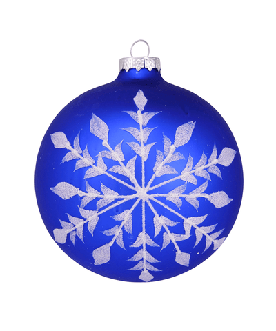 4 in Cobalt Blue Bauble / White Snowflake