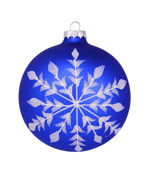 4 in Cobalt Blue Bauble / White Snowflake