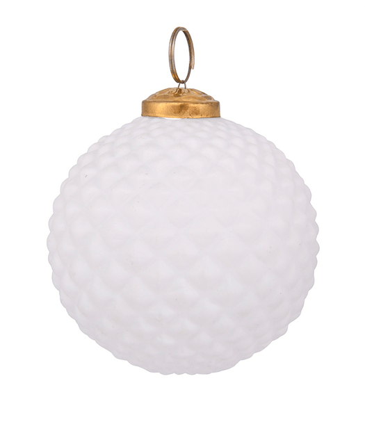 4 in Mercury White Geometric Bauble