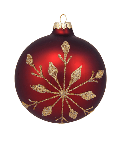 4 in Burgundy Bauble / Gold Snowflake