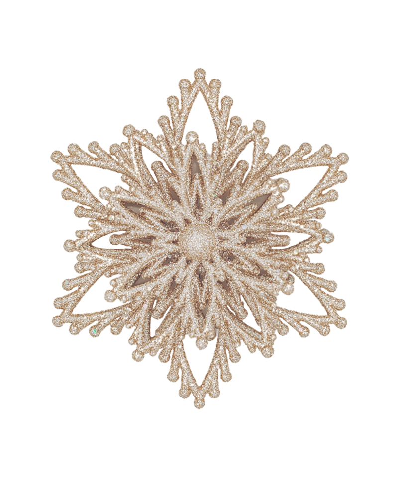 Snowflake Ornament, Gold Glitter 4-Inch, Set of 3