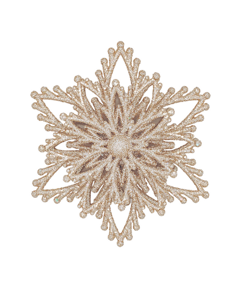 4 in Glitter Snowflake Ornament / Gold