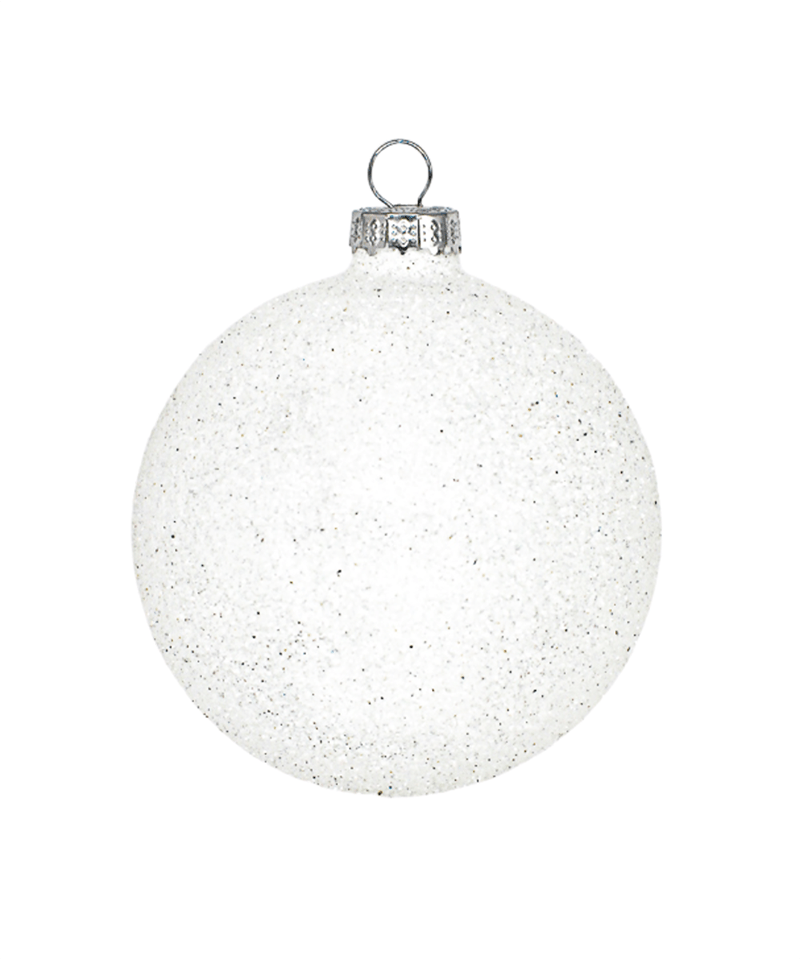 3 in White Glitter Bauble Decorent