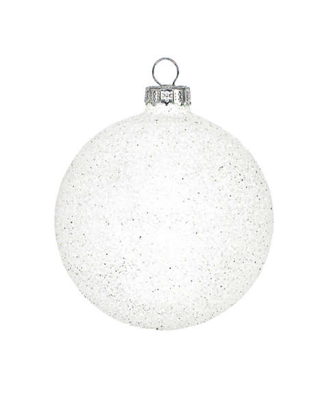 3 in White Glitter Bauble