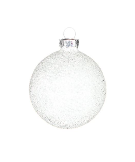 2.5 in White Glitter Bauble