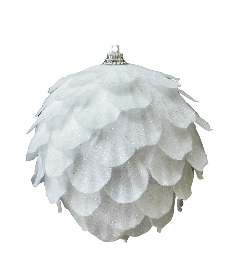 White Sparkly Pine Ornament