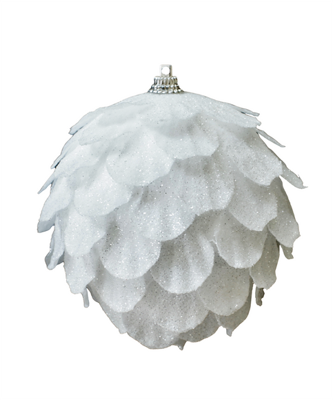 4 in White Sparkly Pine Ornament