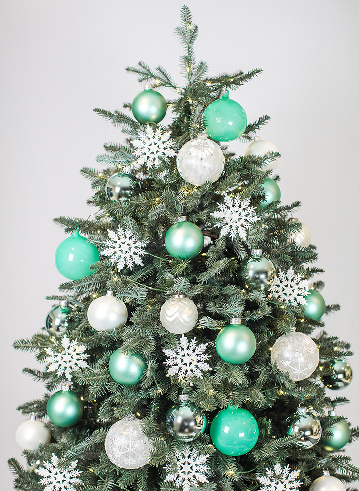 White and Teal Christmas Tree Design