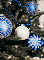 Blue and white Christmas ornaments