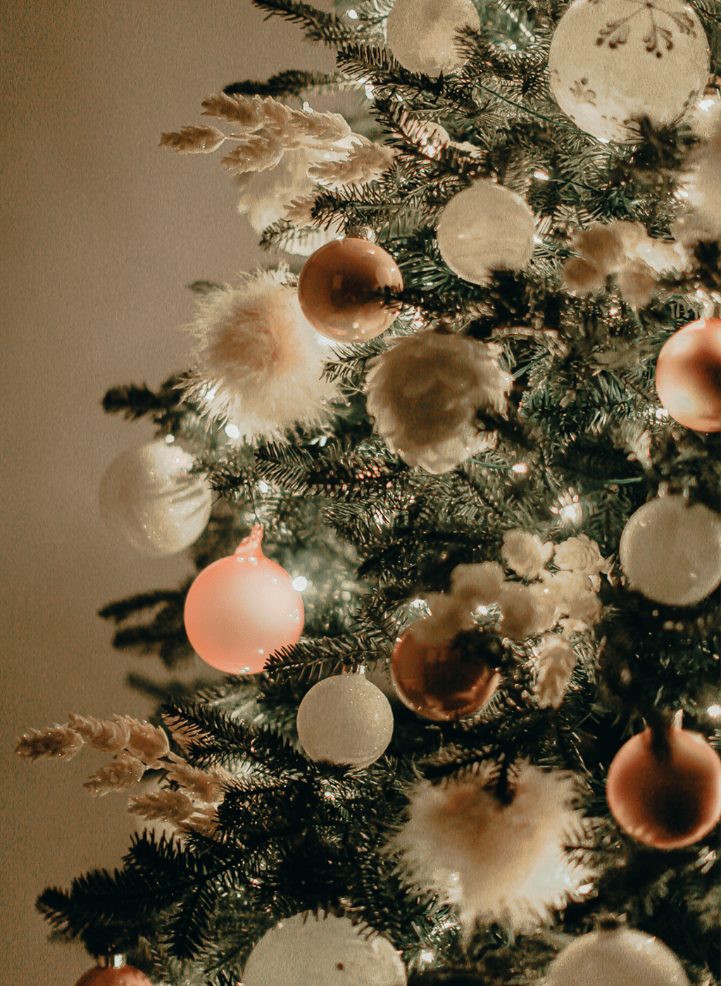 Pink Christmas Tree At Night