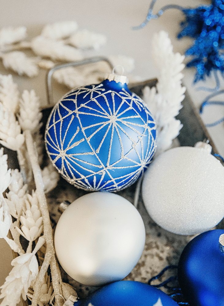 Cobalt blue hand painted ornaments