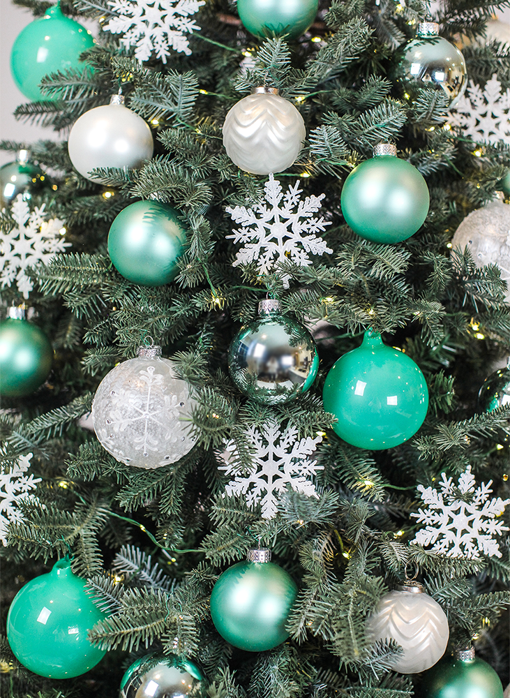 Teal Christmas Tree Decor