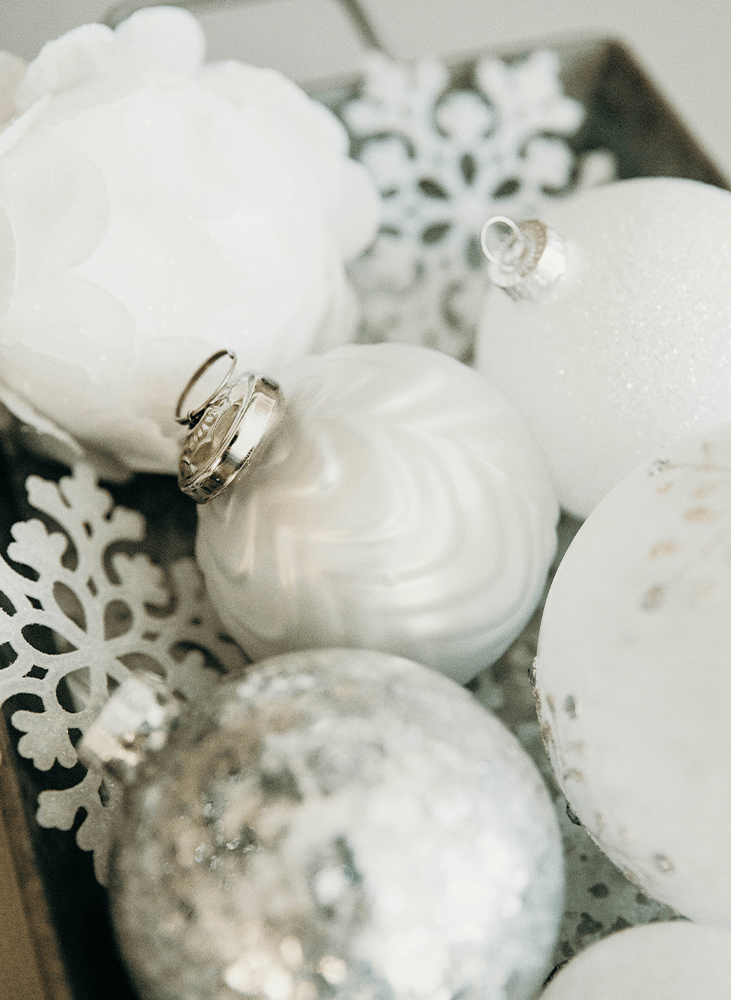 White Christmas ornaments