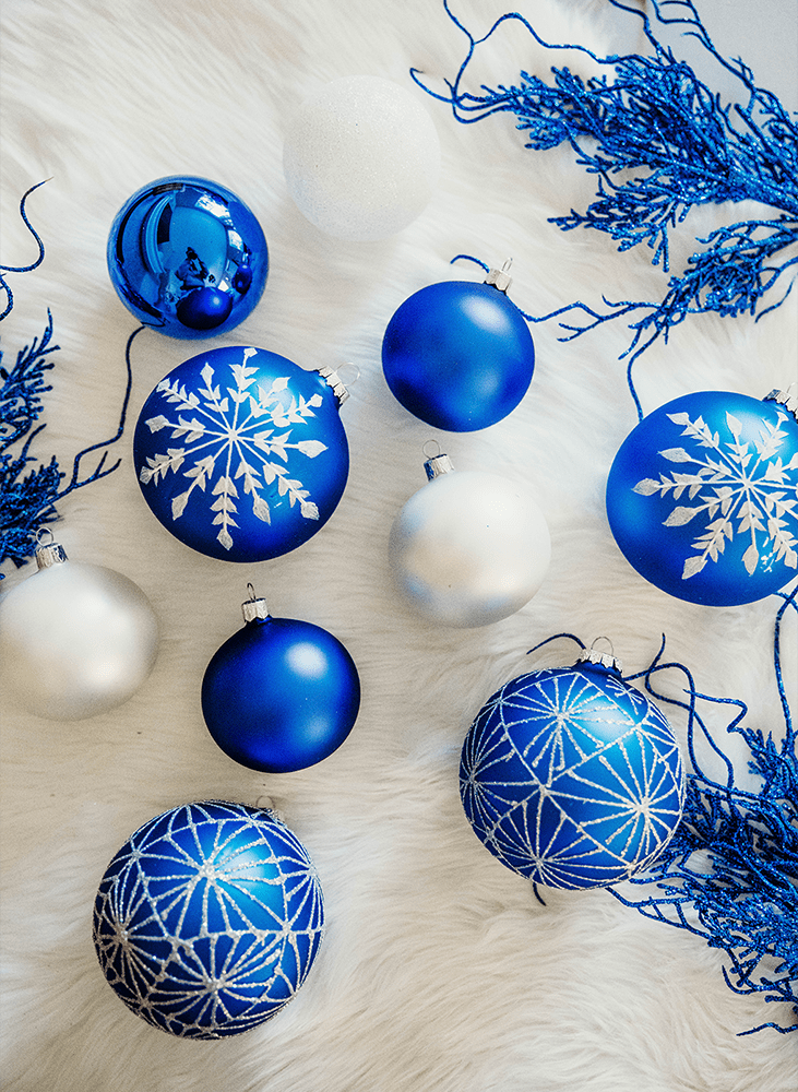 Cobalt blue Christmas ornaments