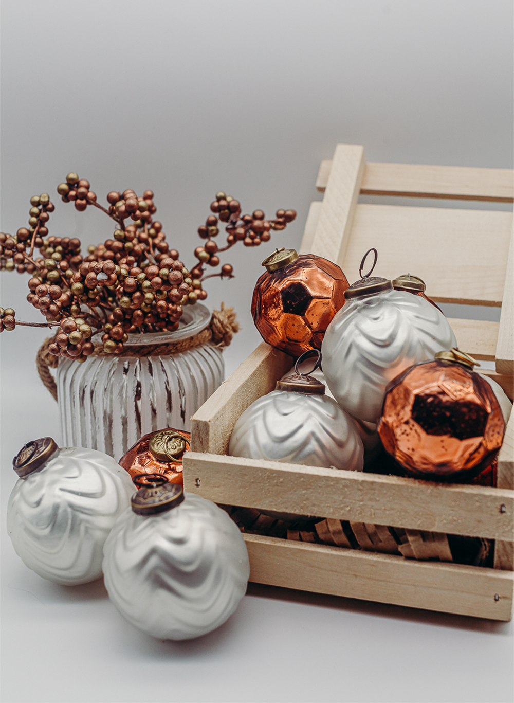 Mercury Orange and White Baubles