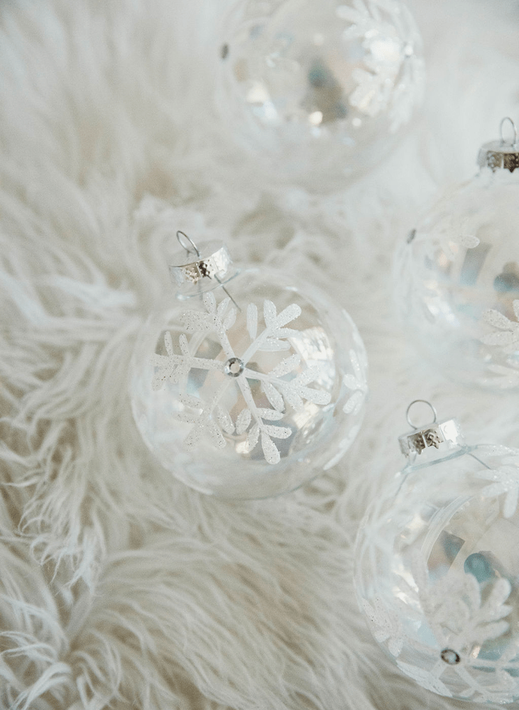 Hand painted white ornaments