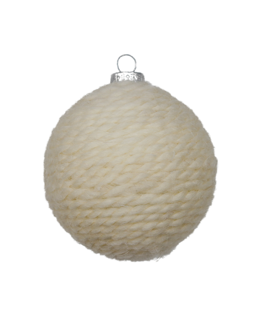 3in White Yarn Ornaments